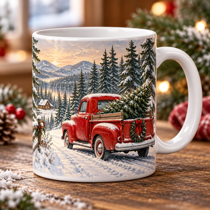 Christmas 2026 Vintage Tree Truck 11oz Coffee Mug
