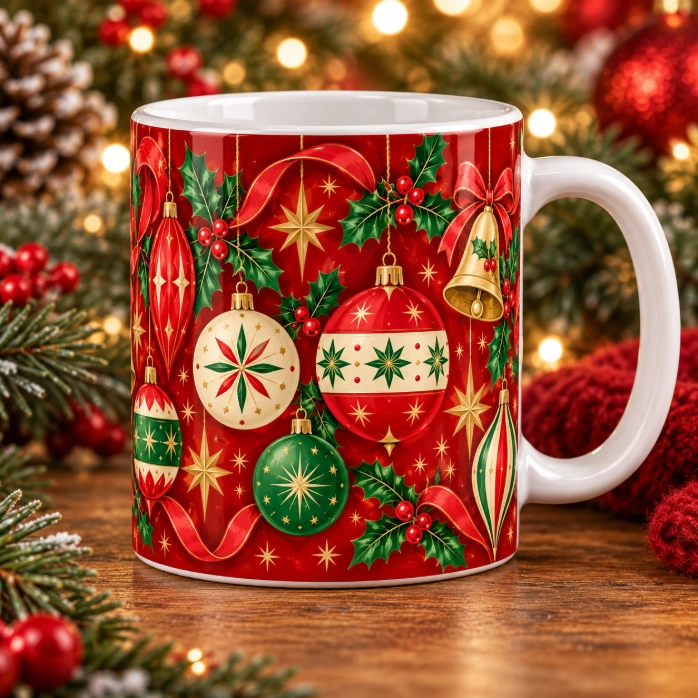 Christmas 2026 Retro Ornaments 11oz Coffee Mug