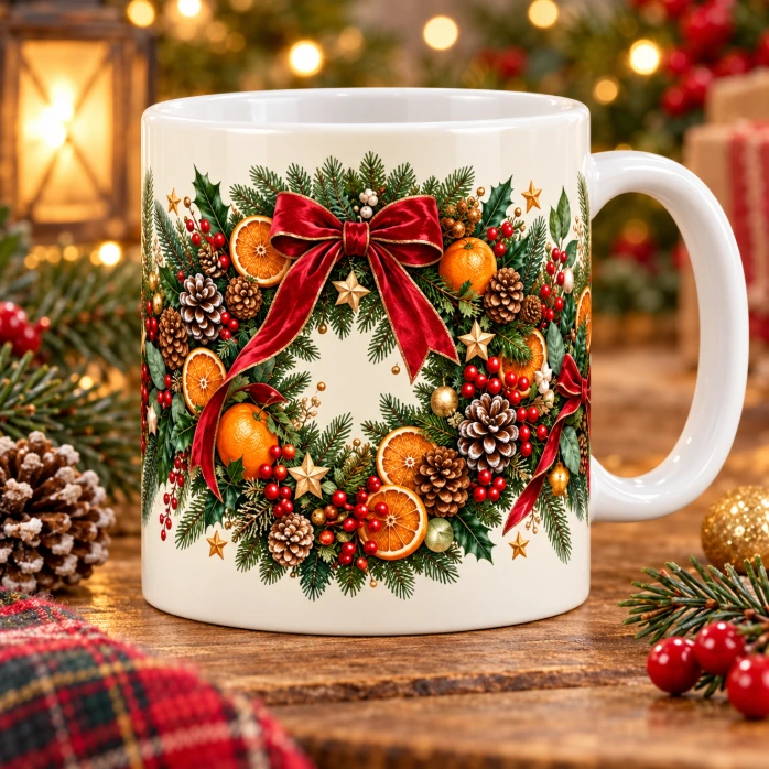 Christmas 2026 Citrus & Fir Wreath 11oz Coffee Mug