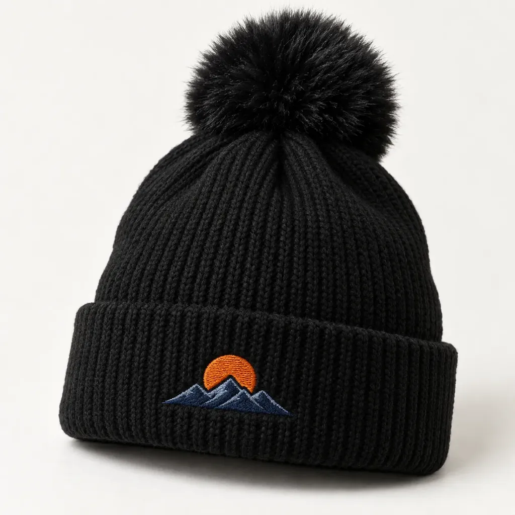 [5368-EMB] Custom Embroidered Hat – Youth Winter Pom Beanie (5368)