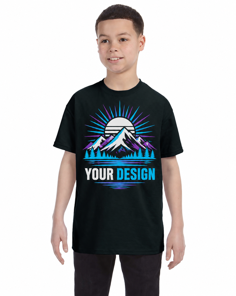 Custom Embroidered Youth Two-Sided T-Shirt (Black, XS)