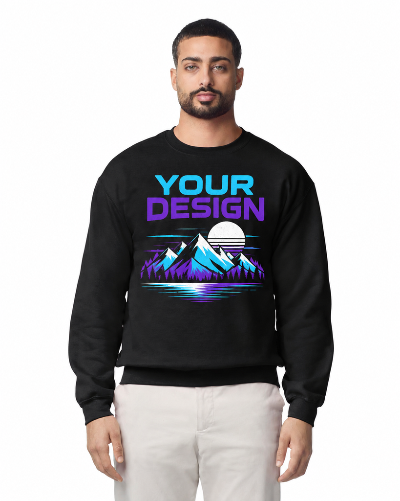 Custom Embroidered Adult Crewneck Sweatshirt – Two-Sided (Black, Small)