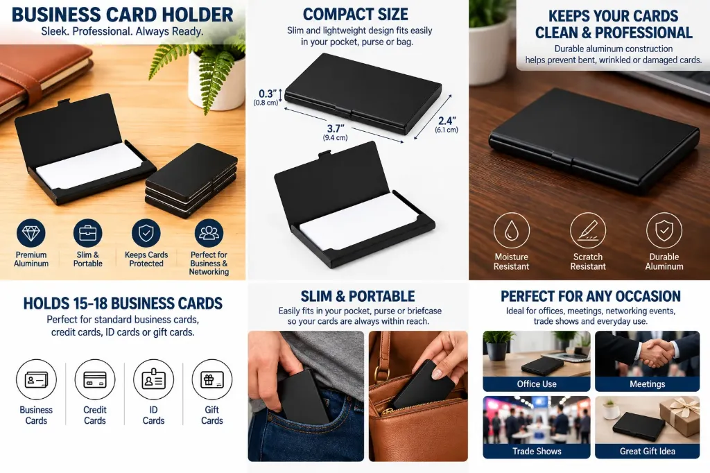 Black Aluminum Business Card Case